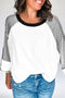 Casual Striped Raglan Sleeve Patchwork Pullover Top