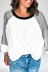 Casual Striped Raglan Sleeve Patchwork Pullover Top