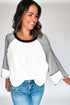 Casual Striped Raglan Sleeve Patchwork Pullover Top