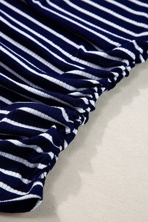 Casual Striped Ribbed Knit Contrast Trim Tank Top