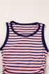 Casual Striped Ribbed Knit Contrast Trim Tank Top
