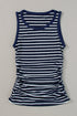 Casual Striped Ribbed Knit Contrast Trim Tank Top