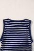 Casual Striped Ribbed Knit Contrast Trim Tank Top