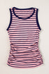 Casual Striped Ribbed Knit Contrast Trim Tank Top