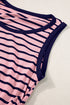 Casual Striped Ribbed Knit Contrast Trim Tank Top