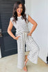 Casual Striped Wide Leg Two Piece Pant Sets