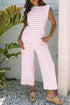 Casual Striped Wide Leg Two Piece Pant Sets