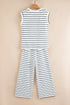 Casual Striped Wide Leg Two Piece Pant Sets
