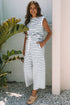 Casual Striped Wide Leg Two Piece Pant Sets