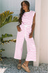 Casual Striped Wide Leg Two Piece Pant Sets
