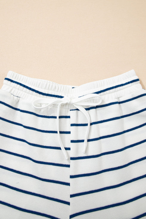 Casual Striped Wide Leg Two Piece Pant Sets