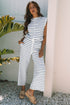Casual Striped Wide Leg Two Piece Pant Sets