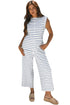 Casual Striped Wide Leg Two Piece Pant Sets