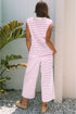 Casual Striped Wide Leg Two Piece Pant Sets