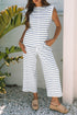 Casual Striped Wide Leg Two Piece Pant Sets