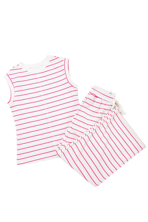 Casual Striped Wide Leg Two Piece Pant Sets