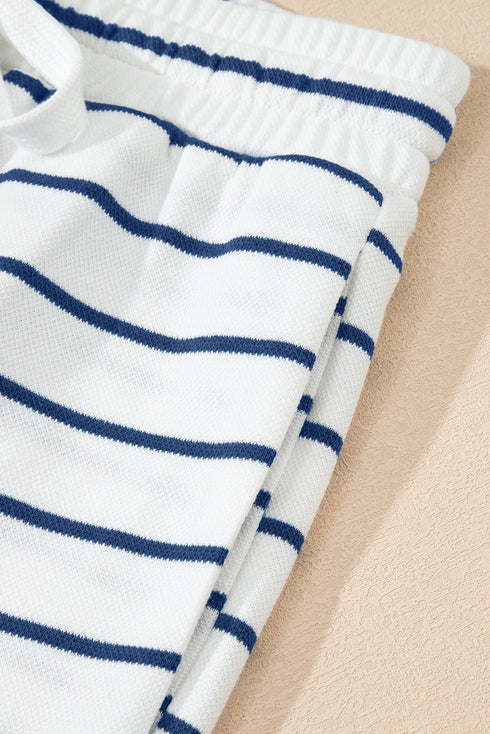 Casual Striped Wide Leg Two Piece Pant Sets