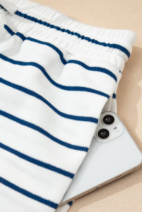 Casual Striped Wide Leg Two Piece Pant Sets