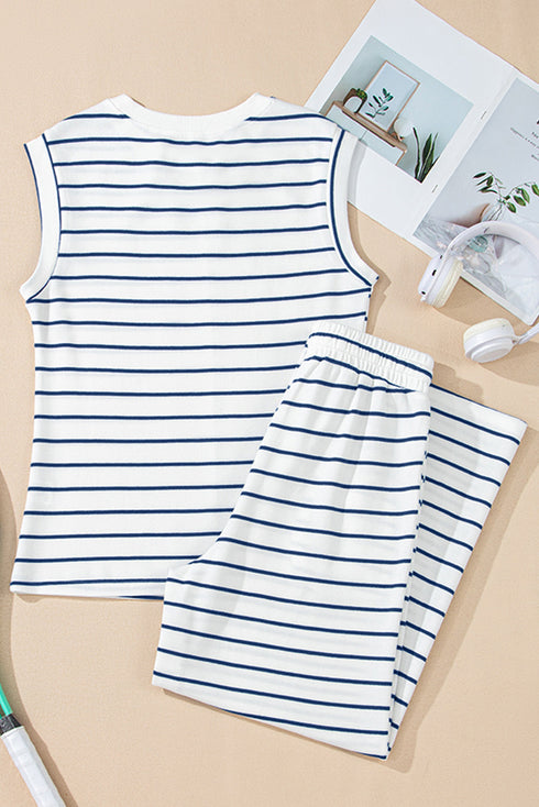 Casual Striped Wide Leg Two Piece Pant Sets