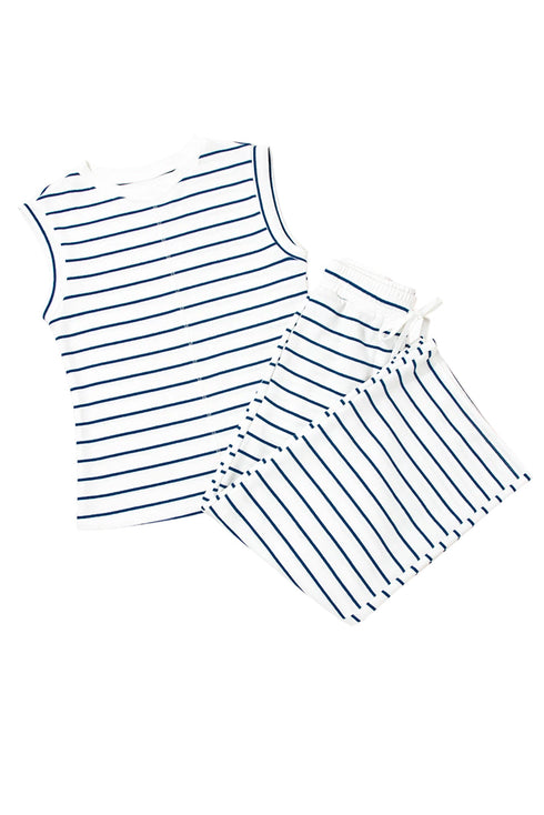 Casual Striped Wide Leg Two Piece Pant Sets