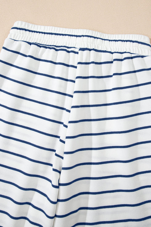 Casual Striped Wide Leg Two Piece Pant Sets