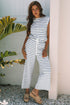 Casual Striped Wide Leg Two Piece Pant Sets