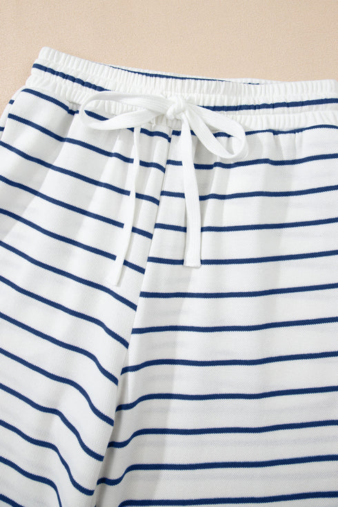 Casual Striped Wide Leg Two Piece Pant Sets