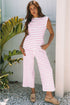 Casual Striped Wide Leg Two Piece Pant Sets
