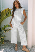 Casual Striped Wide Leg Two Piece Pant Sets