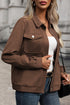 Casual Textured Flap Pocket Shirt Collar Zip Up Jackets