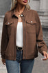 Casual Textured Flap Pocket Shirt Collar Zip Up Jackets