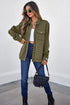 Casual Textured Flap Pocket Shirt Collar Zip Up Jackets