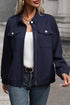 Casual Textured Flap Pocket Shirt Collar Zip Up Jackets