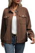Casual Textured Flap Pocket Shirt Collar Zip Up Jackets