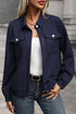 Casual Textured Flap Pocket Shirt Collar Zip Up Jackets