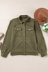 Casual Textured Flap Pocket Shirt Collar Zip Up Jackets
