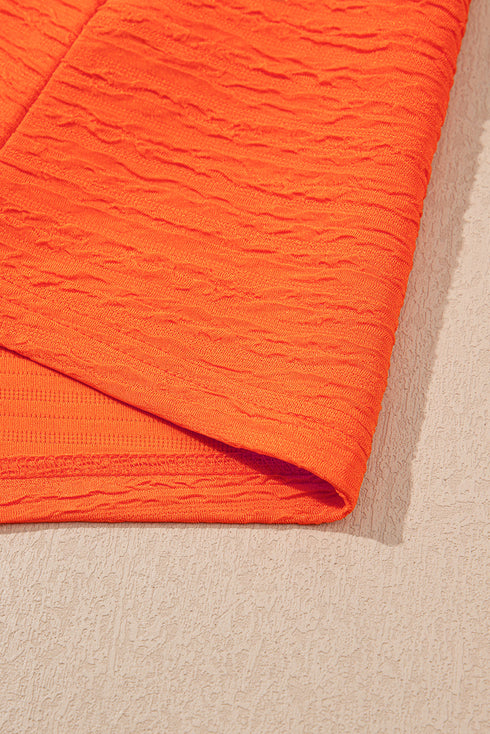 Casual Textured Knit V Neck T Shirt Drawstring Waist Shorts Set