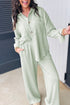 Casual Textured Patched Pocket Wide Leg Pant Set