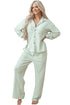 Casual Textured Patched Pocket Wide Leg Pant Set