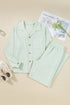 Casual Textured Patched Pocket Wide Leg Pant Set