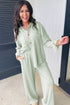 Casual Textured Patched Pocket Wide Leg Pant Set