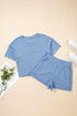 Casual Textured Patchwork Raw Edge Matching Short Sets