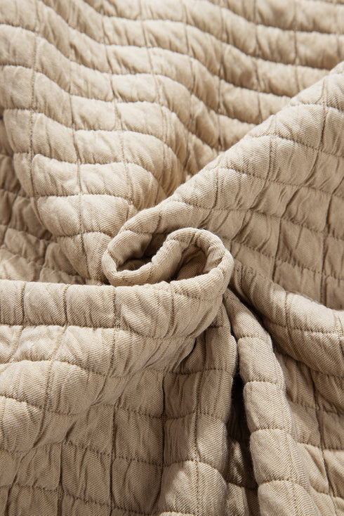Casual Textured Quilted Puffer Button Front Shacket Jacket