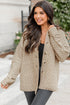 Casual Textured Quilted Puffer Button Front Shacket Jacket