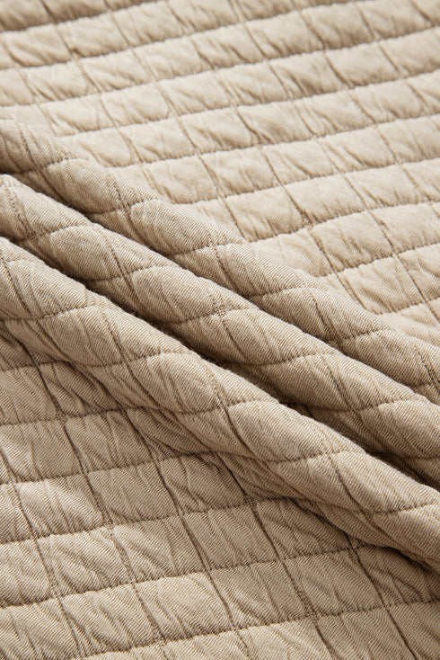 Casual Textured Quilted Puffer Button Front Shacket Jacket