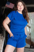 Casual Textured Short Two Piece Outfit Loungewear