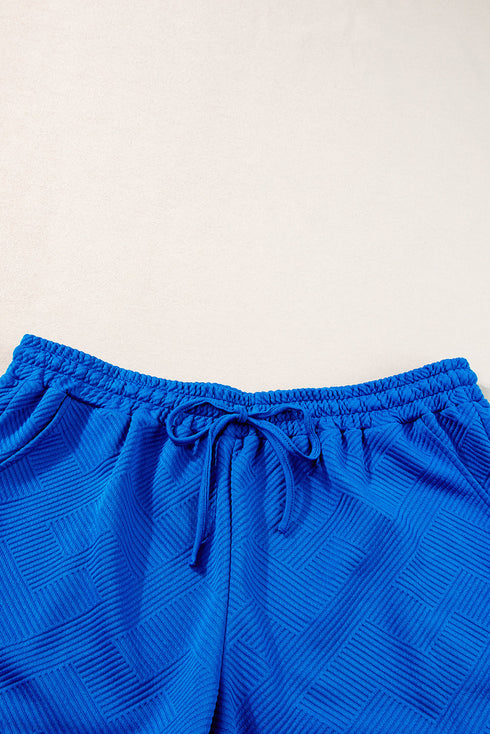 Casual Textured Short Two Piece Outfit Loungewear