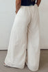 Casual Textured Tie Waist Pleated Wide Leg Pants