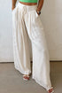 Casual Textured Tie Waist Pleated Wide Leg Pants