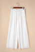 Casual Textured Tie Waist Pleated Wide Leg Pants